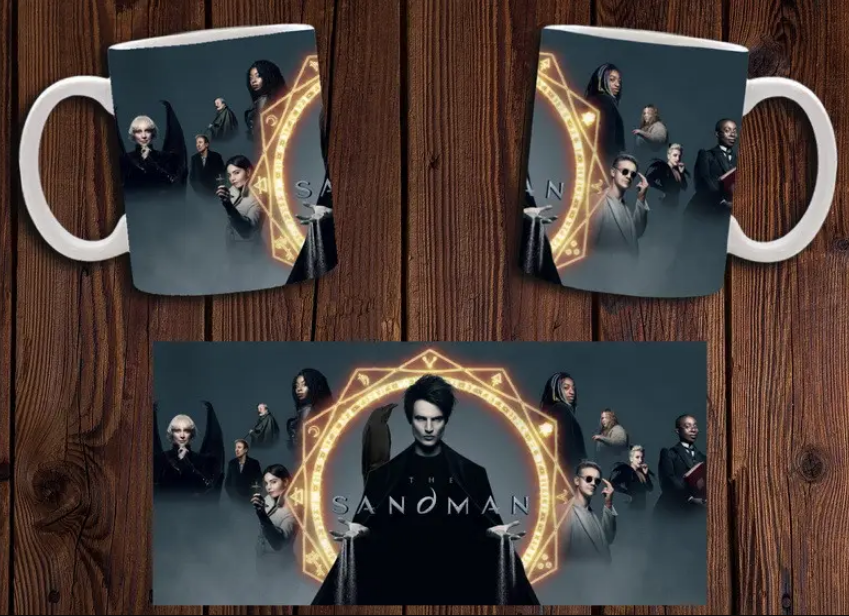 Чашка белая керамическая с принтом  "Пісочний чоловік"  The Sandman  ABC