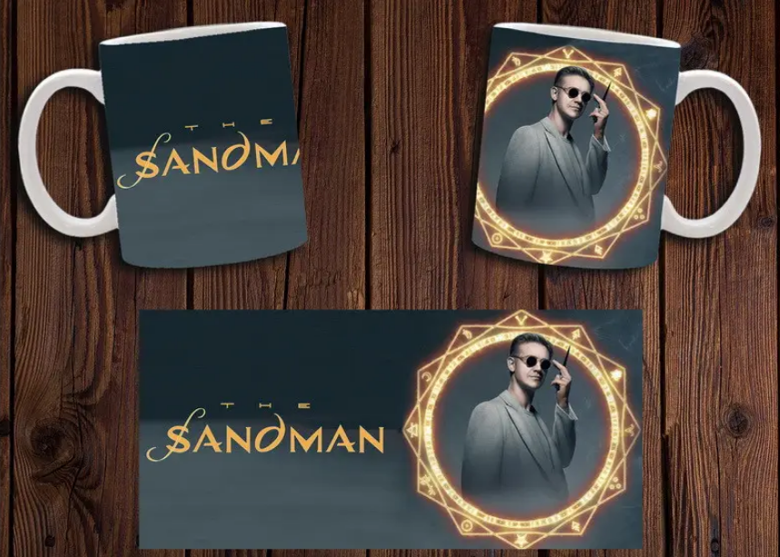Чашка белая керамическая с принтом  "Пісочний чоловік"  The Sandman  ABC