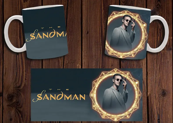 Чашка белая керамическая с принтом  "Пісочний чоловік"  The Sandman  ABC, фото 1