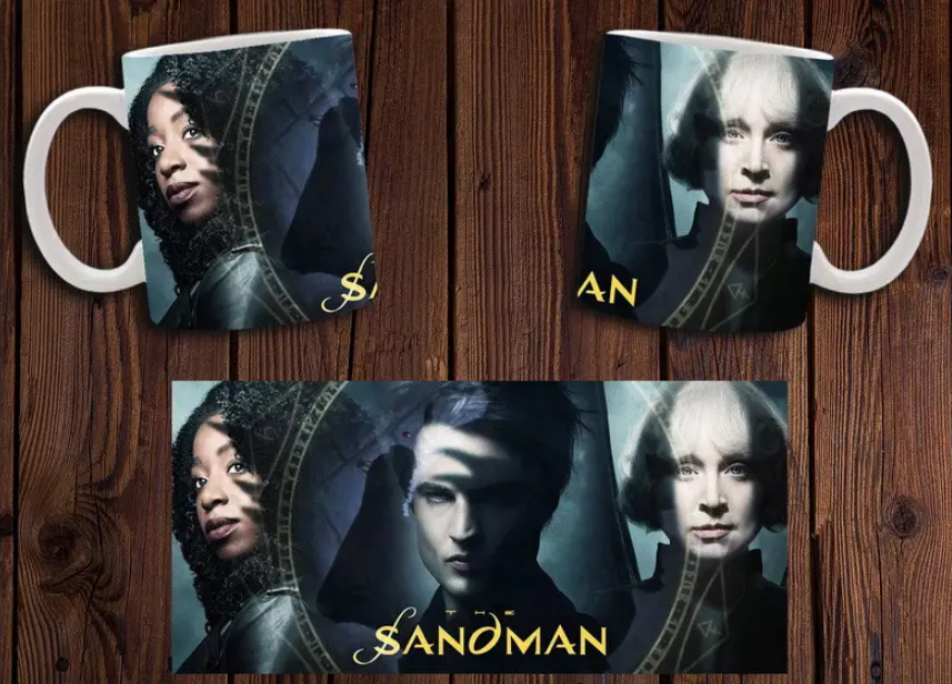 Чашка белая керамическая с принтом  "Пісочний чоловік"  The Sandman  ABC