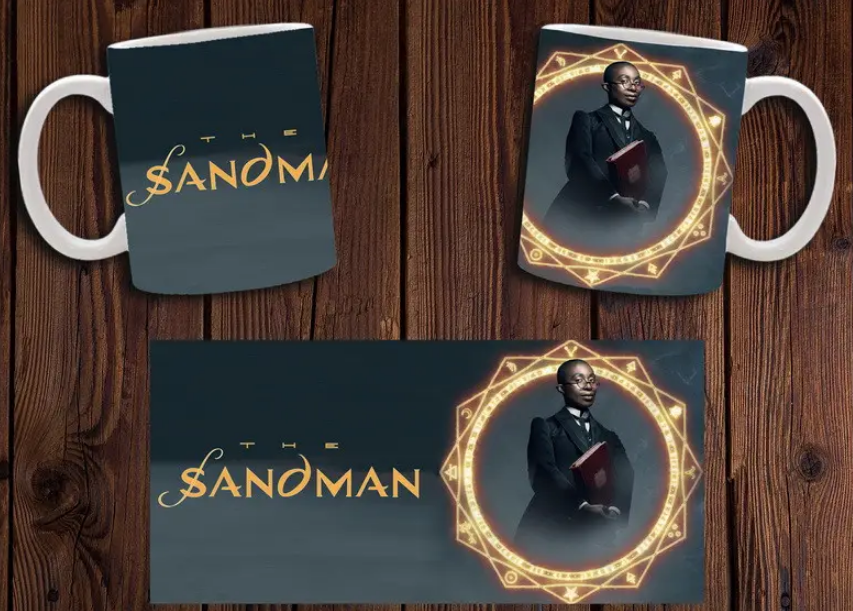 Чашка белая керамическая с принтом  "Пісочний чоловік"  The Sandman  ABC
