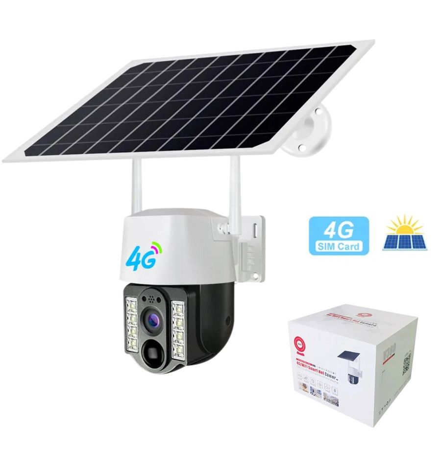 Бездротова вулична камера відеоспостереження 4G WiFi PTZ із сонячною панеллю нічним баченням датчиком руху