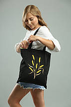 Жіноча еко-торбинка з вишивкою "Колосок" у чорному кольорі, фото 3