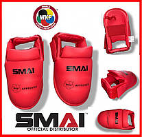 Фути червоні для карате Smai P102 на ноги захист стопи WKF Approved для єдиноборств