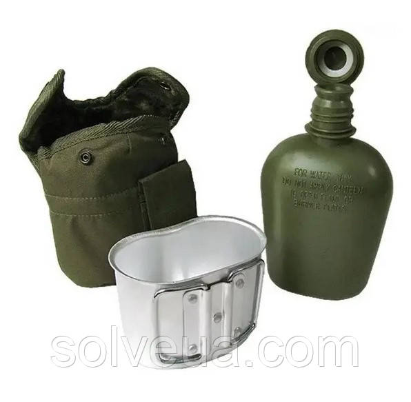Фляга з підсклянником та чохлом Mil-tec Оліва 14506001.solve, фото 1