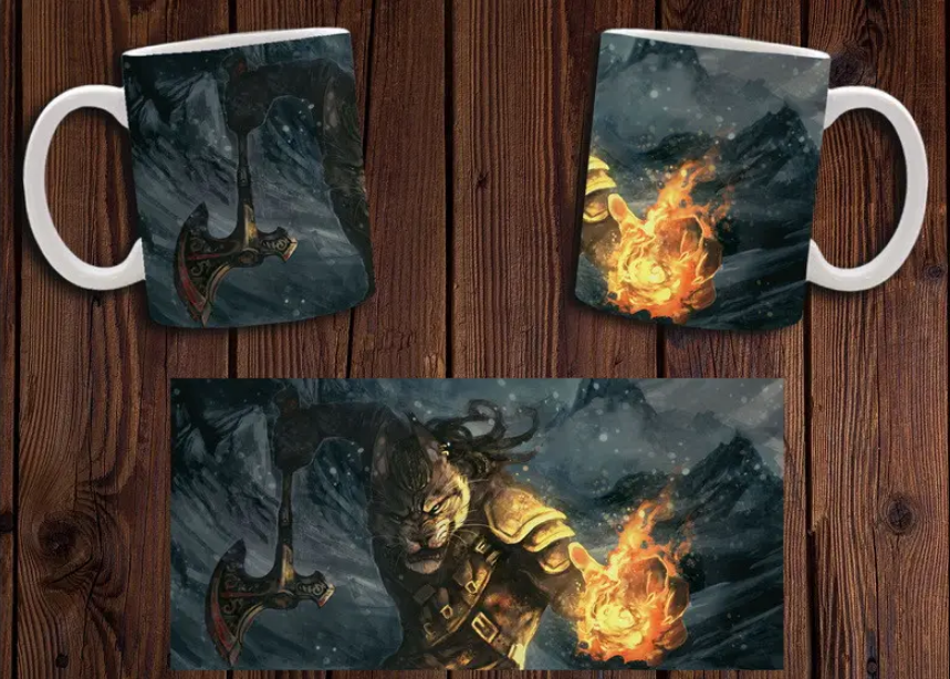 Чашка біла керамічна з принтом "The Elder Scrolls V: Skyrim" Скайм ABC