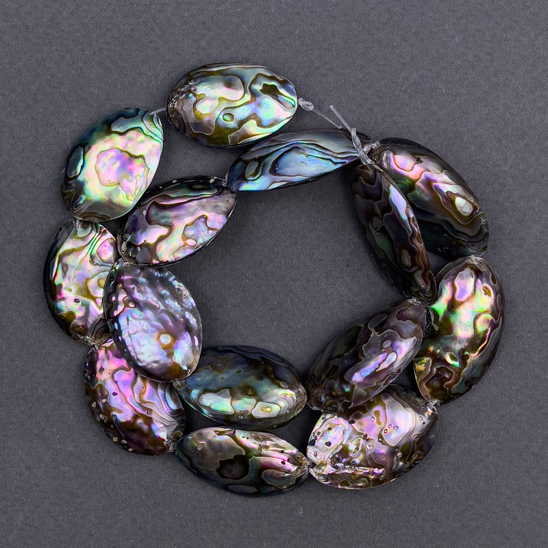 Халіотіс натуральний овал дуплет d-17х28мм+- L-39см+- на волосіні, фото 1