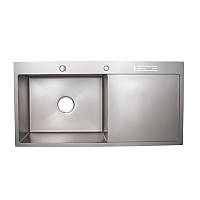 Кухонна мийка Lidz LH10050B 3.0/1.0 мм Brush (LIDZLH10050BBRU3010) зі вбудованим тримачем для ножів