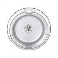 Кухонна мийка з неіржавкої сталі кругла Lidz 510-D 0,6 мм Мікро декор