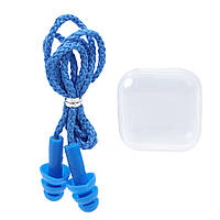 Беруши многоразовые с тканевым шнуром для работы, защиты от шума, плавания - Blue