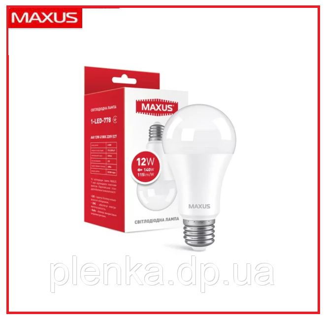 LED лампа MAXUS A60 12W 4100K 220V E27 (1-LED-778)