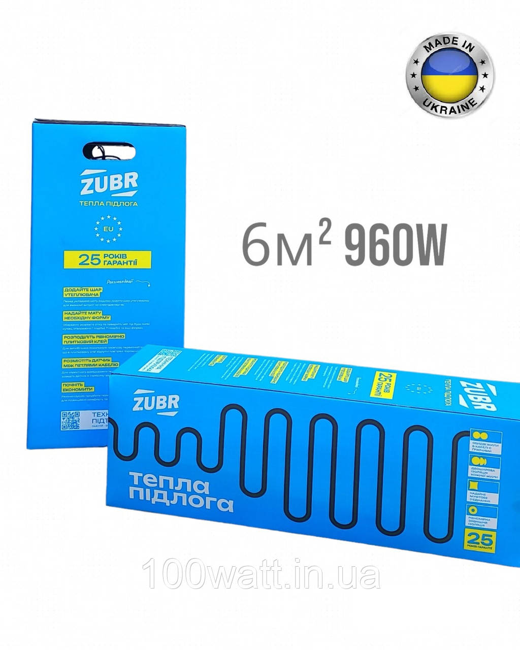 Тепла підлога під плитку 6м² 960W Zubr DC Mat нагрівальний мат ТМ Зубр
