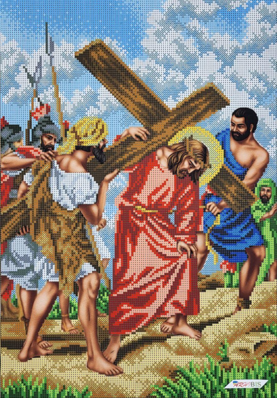 В689 Симон з Киринеї допомагає Ісусові нести хрест (Хресна дорога), набір для вишивки бісером