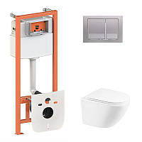Набір Qtap-інсталяція 3 в 1 Nest QT0133M425 з панеллю змиву квадратною QT0111M06029SAT + унітаз із сидінням
