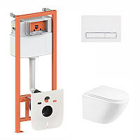 Набір Qtap-інсталяція 3 в 1 Nest QT0133M425 з панеллю змиву лінійний QT0111M08V1384W + унітаз із сидінням