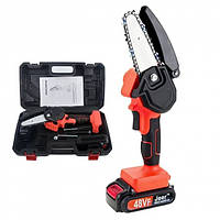 Мініпилка для дерева потужна Fufre Chain-Saw-Kit ланцюгова, акумуляторна у валізі Червона