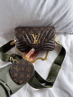 LV Wave Multi Pochette Brown Khaki женские сумочки и клатчи высокое качество