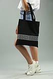 Еко сумка-шопер на кожен день "Орнамент" чорна, фото 3
