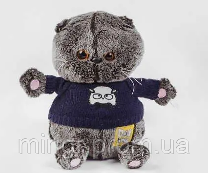 Кот Басик в синем свитере плюшевый котик мягкая игрушка высотой 26 см ...