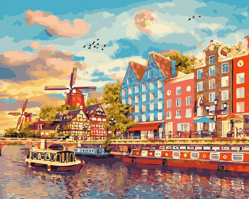 Акційна Розмальовки за номерами На річці Амстел (BK-GX45418) 40 х 50 см, фото 1