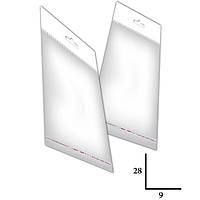 Поліпропіленовий пакет із європідвісом з липким краєм розмір 9х28+4 щільність 25 мкр 1000 шт/уп.