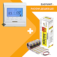 Нагрівальний мат Wärme Twin Mat 375Вт (2,5 м2), под плитку + програмований терморегулятор М 6.16, E51 WiFi