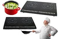 Електрична настільна плита індукційна Domotec на дві комфорки 4000 Вт електро плита для дому