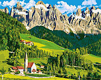 Картина по номерам 40х50 на деревянном подрамнике "Дом в Альпах" BS21692