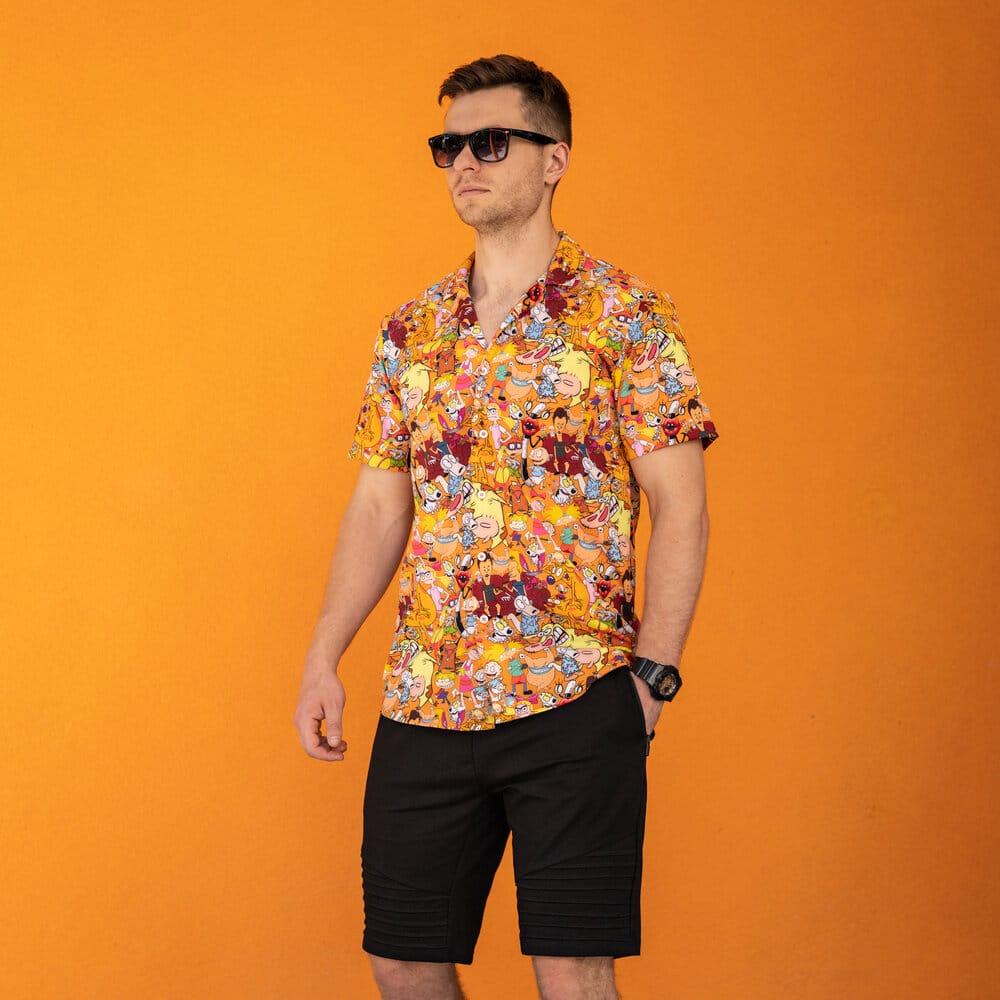 Мужская рубашка c коротким рукавом оранжевая Pobedov Multiki - фото 2 - id-p1877360760