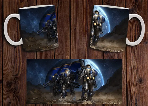 Чашка біла керамічна з принтом "StarCraft" Старкрафт ABC, фото 1