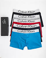 Трусы мужские в наборе из 5шт Calvin Klein. Комплект мужских трусов с белой резинкой Кельвин Кляйн 5 шт CK