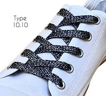 Шнурки для взуття плоскі 70 см (10 мм) з люрексом 36пар/уп Темно-синій