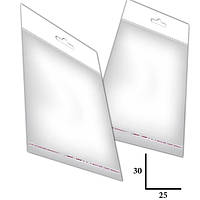 Прозорий поліпропіленовий єврослот з липким краєм розмір 25х30+4 щільність 25 мкр 1000 шт/уп.