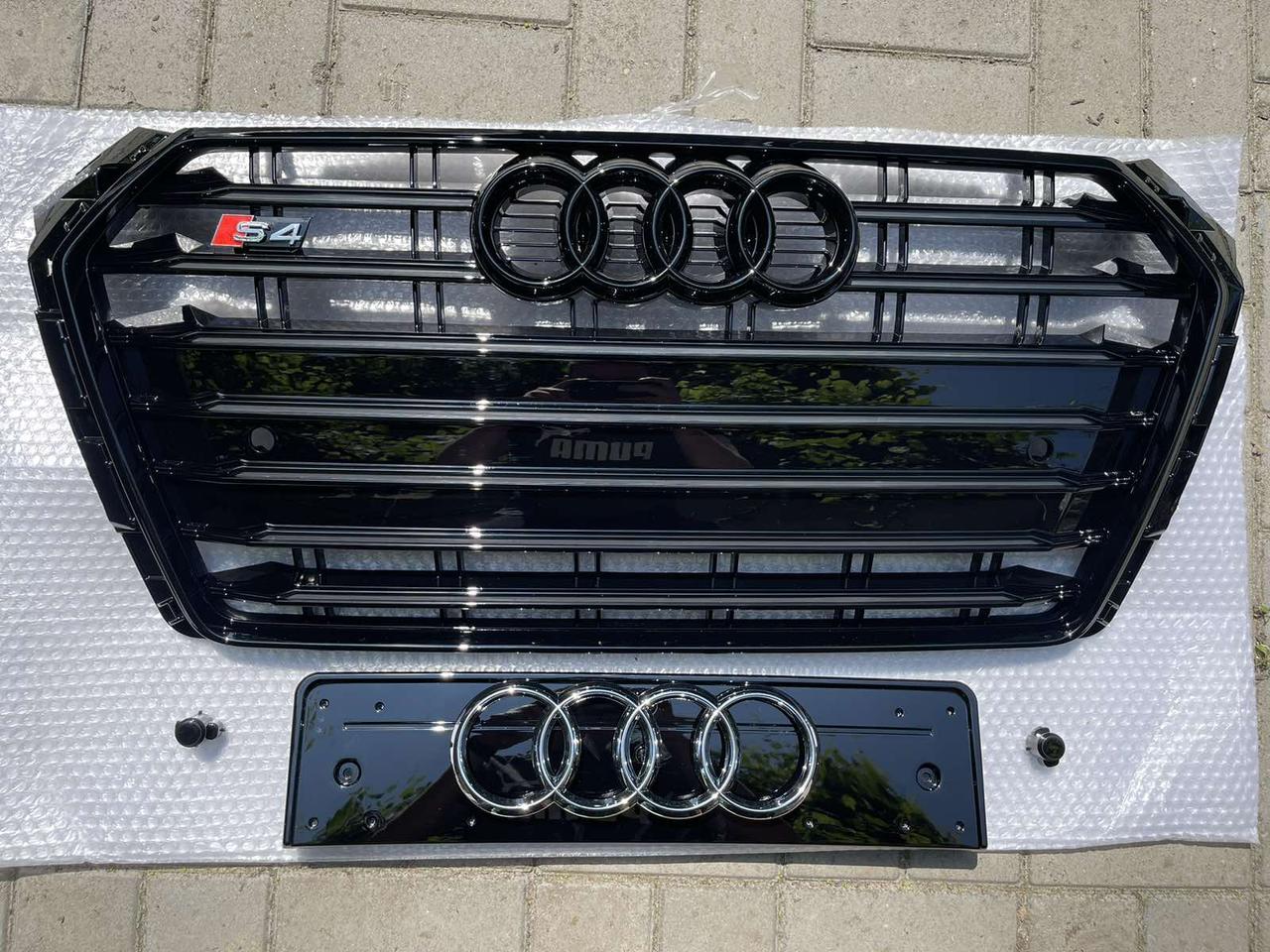 Решітка радіатора Audi A4 B9 стиль S4 (чорна) Black Optics Package