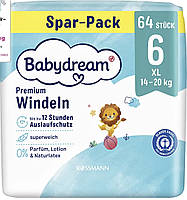 УЦЕНКА!!! Подгузники Babydream premium Германия 6 (14-20кг) 64шт