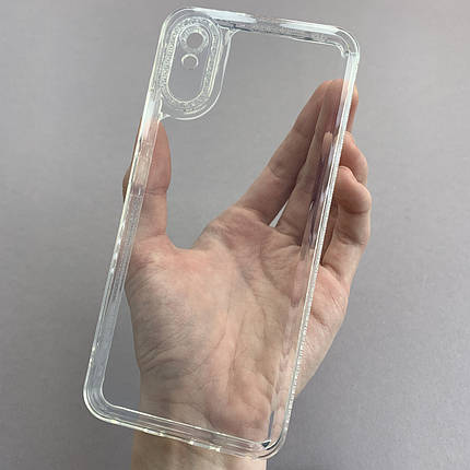 Чохол для Xiaomi Redmi 9А силіконовий чохол з блискучою рамкою на телефон сяомі редмі 9а прозорий l6t, фото 1