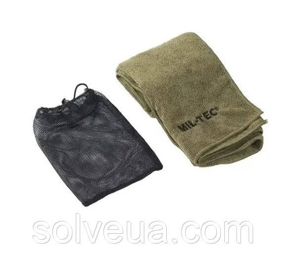Рушник тактичний Mil-Tec дорожній з чохлом Мікрофібра Олива MICROFIBRE 80X40CM OLIV 16011011 .solve