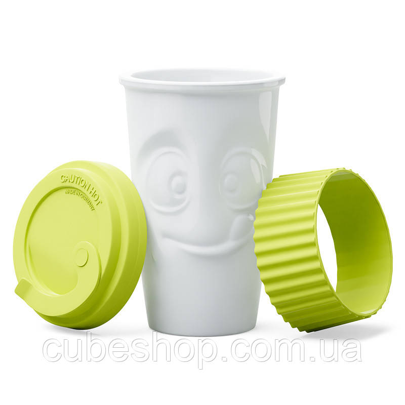 Чашка з кришкою Tassen To Go Tasty 400 мл, фарфорова (салатова)