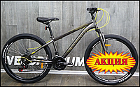 Велосипед гірський 26 Discovery RIDER AM DD 2022 Розмір 13 темно-сріблястий із жовтим, Великий із великими колесами