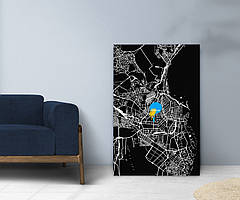 Мінімалістичний малюнок на полотні Карта Одеси. Стильний акцент сучасного інтер'єру!