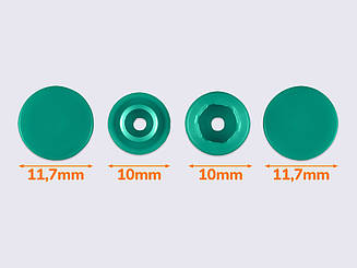 Кнопки пластик Т-5, 11,7 мм, кол. D22 темно-м'ятний (1000 шт / уп.)