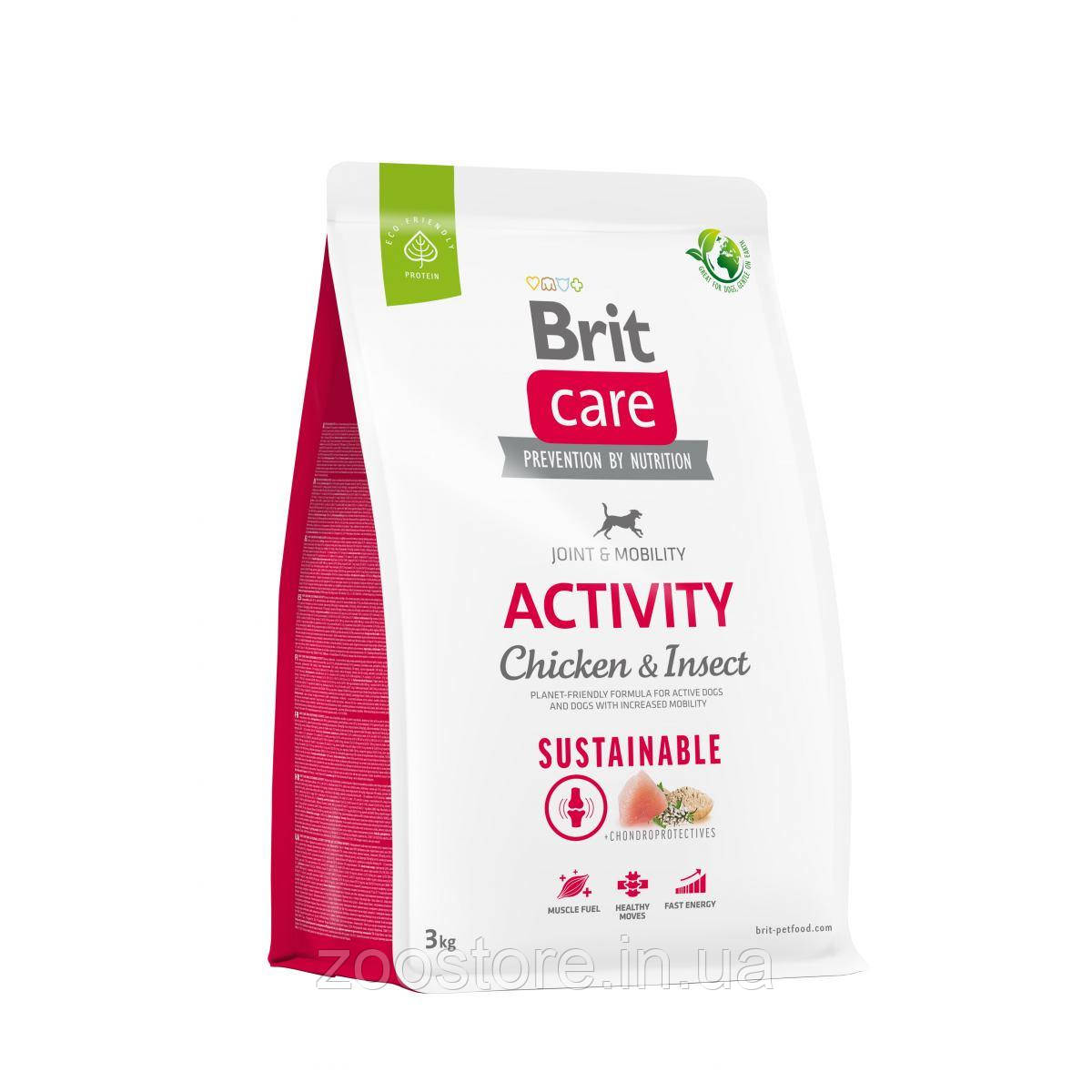 Корм сухий для собак з підвищеною активністю Brit Care Dog Sustainable Activity з куркою та комахами 3 кг