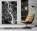 Мінімалістична картина на холсті Карта Києва. Стильний акцент сучасного інтер'єру!, фото 2