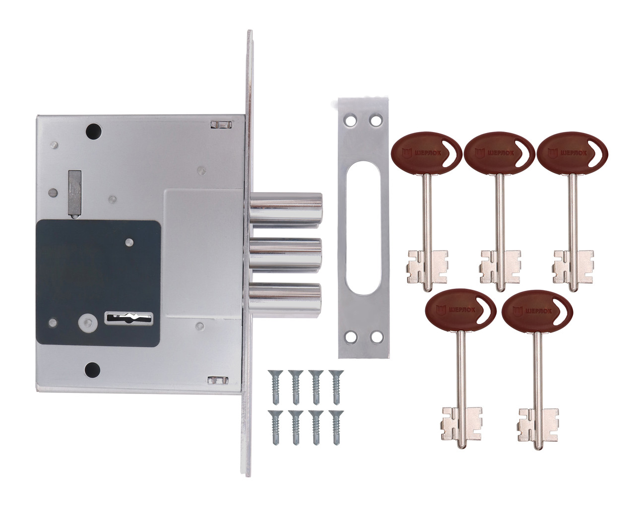 Замок дополнительный для дверей Шерлок 257L 5 ключей (Китай) - фото 10 - id-p1868344609
