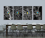 Мінімалістична картина на холсті Карта Києва. Стильний акцент сучасного інтер'єру!, фото 6