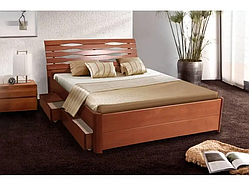 Ліжко Марія Люкс 140 х 200 см + 4 ящики (горіх світлий)