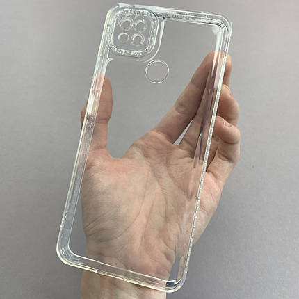 Чохол для Xiaomi Redmi 9С силіконовий чохол з блискучою рамкою на телефон сяомі редмі 9с прозорий l6t, фото 1