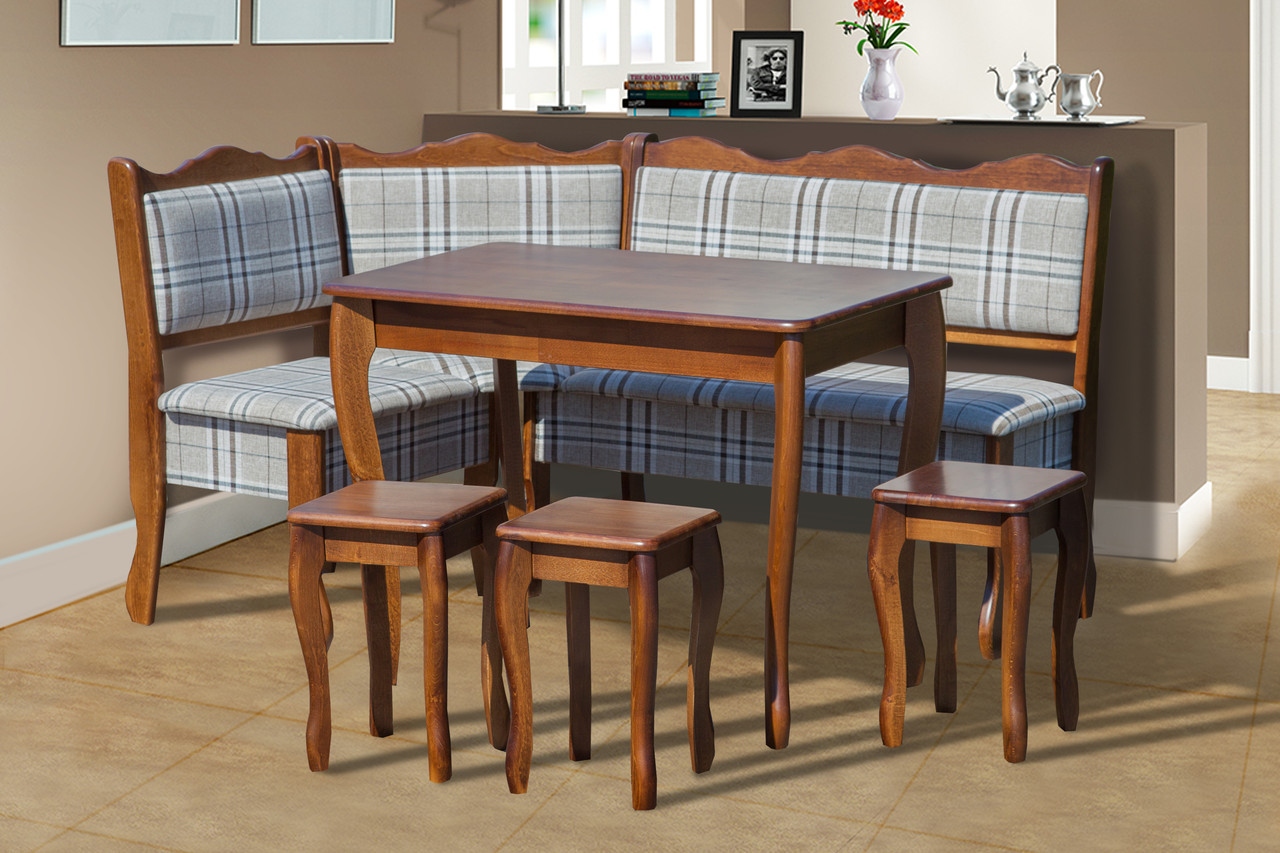 Комплект кухонний (куточок+стіл+3 табурета) Шотландія Горіх/Шотландія 1а, фото 1