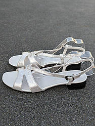 STTOPA Розміри 36-44. Босоніжки великих розмірів шкіряні. 320-3644-28 Сріблясті