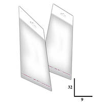 Пакет прозорий п/п єврослот 3,5см з липким краєм розмір 9х32+4 щільність 25 мкр 1000 шт/уп.